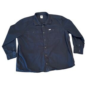 Lee Workwear Mens XXL Dark Navy Button Down Cotton Canvas Utility Work Shirt